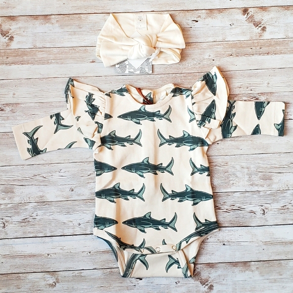 kate quinn Other - Kate Quinn Ruffled Long Sleeve Shark Bodysuit